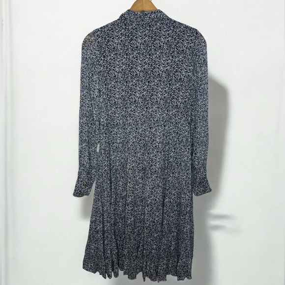 GANNI Georgette Viscose Micro Floral Print Tiered Long Sleeve Boho Midi Dress - Picture 4 of 15